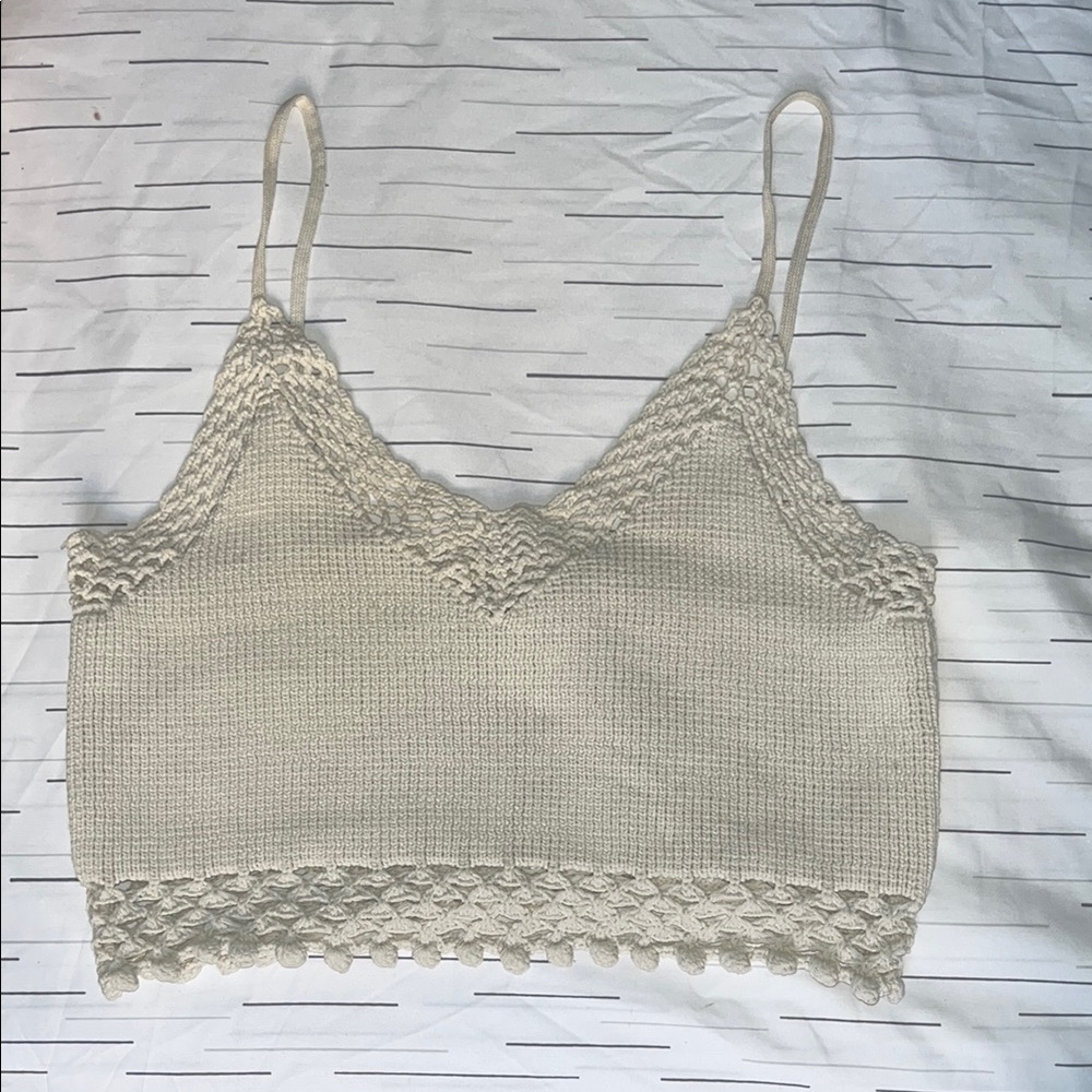 Cream Crochet Crop Top